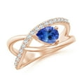 thumbnail image 1 of ANGARA Natural Criss Cross Pear Shaped Tanzanite Ring with Diamond Accents in 14K Rose Gold for Women (Size-7x5mm) | December Birthstone, Anniversary, Jewelry Gift for Women | Natural Tanzanite Ring, 1 of 8