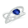 thumbnail image 1 of ANGARA Natural Criss Cross Pear Shaped Tanzanite Ring with Diamond Accents in 14K White Gold for Women (Size-7x5mm) | December Birthstone, Anniversary, Jewelry Gift for Women | Natural Tanzanite Ring, 1 of 9