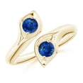 thumbnail image 1 of ANGARA Natural Calla Lily Two Stone Sapphire Ring in 14K Yellow Gold for Women (Size-4mm) | September Birthstone, Birthday, Anniversary, Jewelry Gift for Women | Natural Blue Sapphire Ring, 1 of 9