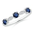 thumbnail image 1 of ANGARA Natural Blue Sapphire & Diamond Ring in 925 Sterling Silver for Women (Size-3.5mm) | September Birthstone, Anniversary, Jewelry Gift for Women | Natural Blue Sapphire Ring, 1 of 9