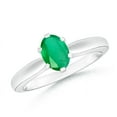 thumbnail image 1 of ANGARA Natural Tapered Shank Oval Solitaire Emerald Ring in 14K White Gold for Women (Size-7x5mm) | May Birthstone, Birthday, Anniversary, Jewelry Gift for Women | Natural Emerald Ring, 1 of 9