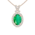 thumbnail image 1 of ANGARA Natural Vintage Style Emerald Pendant with Diamond Halo in 14K Rose Gold for Women (Size-7x5mm) | May Birthstone, Birthday, Anniversary, Jewelry Gift for Women | Natural Emerald Necklace, 1 of 8