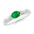 thumbnail image 1 of Angara Natural 0.66 Ct. Emerald with Diamond Classic Ring in 14K White Gold for Women (Ring Size: 12), 1 of 9
