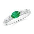 thumbnail image 1 of Angara Natural 0.66 Ct. Emerald with Diamond Classic Ring in 14K White Gold for Women (Ring Size: 3.5), 1 of 9