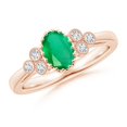 thumbnail image 1 of Angara Natural 0.66 Ct. Emerald with Diamond Vintage Inspired Ring in 14K Rose Gold for Women (Ring Size: 11.5), 1 of 10