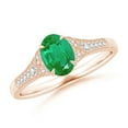 thumbnail image 1 of Angara Natural 0.66 Ct. Emerald with Diamond Vintage Inspired Ring in 14K Rose Gold for Women (Ring Size: 3), 1 of 11