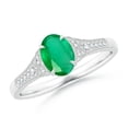 thumbnail image 1 of ANGARA Natural Aeon Vintage Inspired Emerald Engagement Ring with Milgrain in 14K White Gold for Women (Size-7x5mm) | May Birthstone, Anniversary, Jewelry Gift for Women | Natural Emerald Ring, 1 of 11