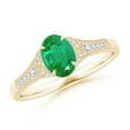 thumbnail image 1 of Angara Natural 0.66 Ct. Emerald with Diamond Vintage Inspired Ring in 14K Yellow Gold for Women (Ring Size: 3), 1 of 11