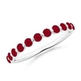 thumbnail image 1 of ANGARA Natural Floating Round Ruby Semi Eternity Wedding Ring in 14K White Gold for Women (Size-2.2mm) | July Birthstone, Birthday, Anniversary, Jewelry Gift for Women | Natural Ruby Ring, 1 of 10