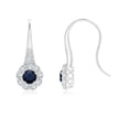 thumbnail image 1 of ANGARA Natural Sapphire & Diamond Fish Hook Earrings with Milgrain in 14K White Gold for Women (Size-4mm) | September Birthstone, Anniversary, Jewelry Gift for Women | Natural Blue Sapphire Earrings, 1 of 7