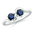 thumbnail image 1 of ANGARA Natural Round Two Stone Twist Blue Sapphire Ring in 14K White Gold for Women (Size-4.1mm) | September Birthstone, Birthday, Anniversary, Jewelry Gift for Women | Natural Blue Sapphire Ring, 1 of 7