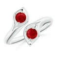 thumbnail image 1 of ANGARA Natural Calla Lily Two Stone Ruby Ring in 14K White Gold for Women (Size-4mm) | July Birthstone, Birthday, Anniversary, Jewelry Gift for Women | Natural Ruby Ring, 1 of 10