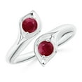 thumbnail image 1 of ANGARA Natural Calla Lily Two Stone Ruby Ring in 14K White Gold for Women (Size-4mm) | July Birthstone Jewelry for Her | Natural Ruby Rings, 1 of 10