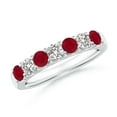 thumbnail image 1 of ANGARA Natural Shared Prong Ruby and Diamond Half Eternity Ring in 14K White Gold for Women (Size-3.1mm) | July Birthstone, Birthday, Anniversary, Jewelry Gift for Women | Natural Ruby Ring, 1 of 10