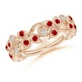 thumbnail image 1 of ANGARA Natural Nature Inspired Round Ruby & Diamond Vine Ring in 14K Rose Gold for Women (Size-1.8mm) | July Birthstone, Birthday, Anniversary, Jewelry Gift for Women | Natural Ruby Ring, 1 of 10