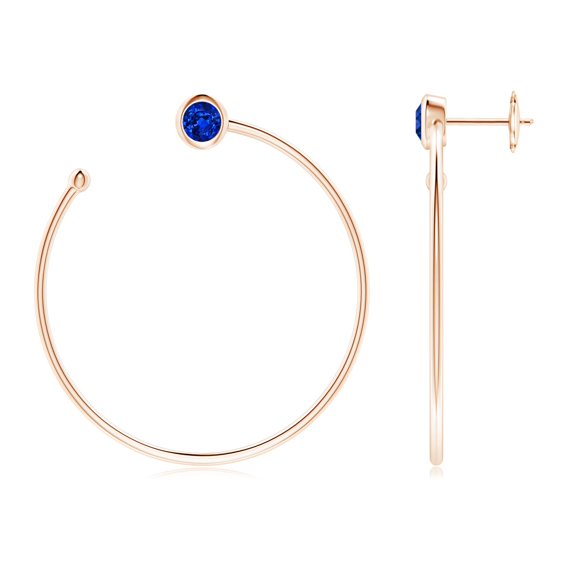 ANGARA Natural Blue Sapphire Front-to-Back Flex Hoop Earrings in 14K Rose Gold for Women (Size-4.1mm) | September Birthstone, Anniversary, Jewelry Gift for Women | Natural Blue Sapphire Earrings
