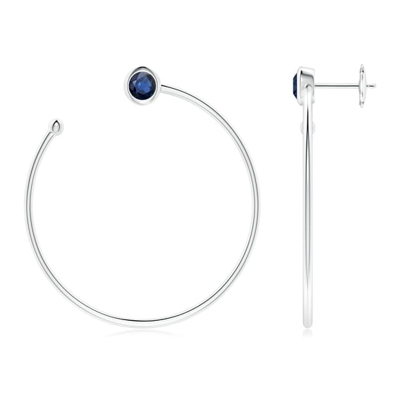 ANGARA Natural Blue Sapphire Front-to-Back Flex Hoop Earrings in 14K White Gold for Women (Size-4.1mm) | September Birthstone, Anniversary, Jewelry Gift for Women | Natural Blue Sapphire Earrings