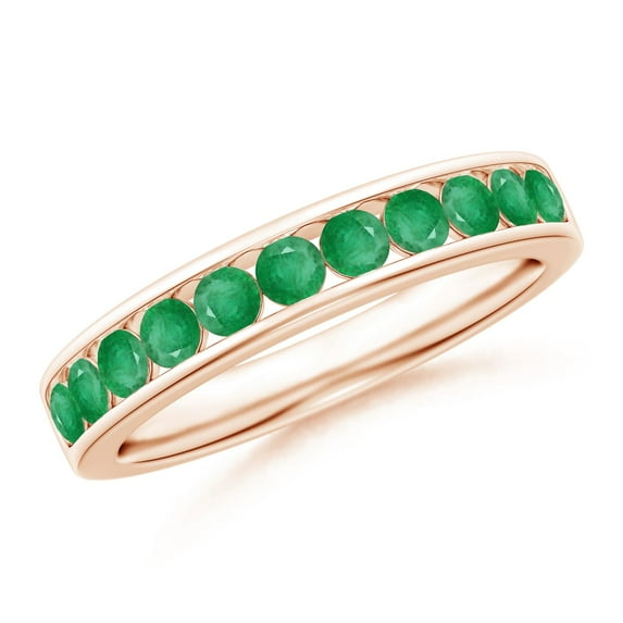 ANGARA Natural Channel Set Half Eternity Emerald Wedding Ring in 14K Rose Gold for Women (Size-2.5mm) | May Birthstone, Birthday, Anniversary, Jewelry Gift for Women | Natural Emerald Ring