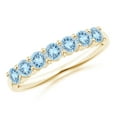 thumbnail image 1 of ANGARA Natural Half Eternity Seven Stone Aquamarine Wedding Ring in 14K Yellow Gold for Women (Size-3mm) | March Birthstone, Birthday, Anniversary, Jewelry Gift for Women | Natural Aquamarine Ring, 1 of 12