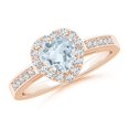 thumbnail image 1 of ANGARA Natural Heart-Shaped Aquamarine Halo Ring with Diamond Accents in 14K Rose Gold for Women (Size-6mm) | March Birthstone, Birthday, Anniversary, Jewelry Gift for Women | Natural Aquamarine Ring, 1 of 7