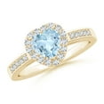 thumbnail image 1 of ANGARA Natural Heart-Shaped Aquamarine Halo Ring with Diamond Accents in 14K Yellow Gold for Women (Size-6mm) | March Birthstone, Anniversary, Jewelry Gift for Women | Natural Aquamarine Ring, 1 of 9