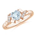 thumbnail image 1 of Angara Natural 0.7 Ct. Aquamarine with Diamond Heart Ring in 14K Rose Gold for Women (Ring Size: 3), 1 of 8