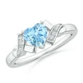 thumbnail image 1 of Angara Natural 0.7 Ct. Aquamarine with Diamond Heart Ring in 14K White Gold for Women (Ring Size: 3), 1 of 8