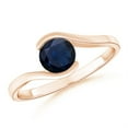 thumbnail image 1 of ANGARA Natural Semi Bezel-Set Solitaire Round Blue Sapphire Bypass Ring in 14K Rose Gold for Women (Size-5.5mm) | September Birthstone, Anniversary, Jewelry Gift for Women | Natural Sapphire Ring, 1 of 11