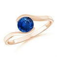 thumbnail image 1 of ANGARA Natural Semi Bezel-Set Solitaire Round Blue Sapphire Bypass Ring in 14K Rose Gold for Women (Size-5.5mm) | September Birthstone, Anniversary, Jewelry Gift for Women | Natural Sapphire Ring, 1 of 11