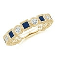 thumbnail image 1 of ANGARA Natural Bezel-Set Square Sapphire and Diamond Ring in 14K Yellow Gold for Women (Size-2.5mm) | September Birthstone, Birthday, Anniversary, Jewelry Gift for Women | Natural Blue Sapphire Ring, 1 of 9