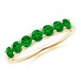 thumbnail image 1 of Angara Natural 0.7 Ct. Emerald Non Eternity Wedding Band in 14K Yellow Gold for Women (Ring Size: 3), 1 of 9