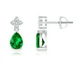 thumbnail image 1 of ANGARA Natural Pear-Shaped Emerald Drop Earrings with Diamonds in 14K White Gold for Women (Size-6x4mm) | May Birthstone, Birthday, Anniversary, Jewelry Gift for Women | Natural Emerald Earrings, 1 of 7