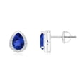 thumbnail image 1 of ANGARA Natural Pear-Shaped Tanzanite Stud Earrings with Diamond Halo in 14K White Gold for Women (Size-6x4mm) | December Birthstone, Anniversary, Jewelry Gift for Women | Natural Tanzanite Earrings, 1 of 7