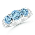 thumbnail image 1 of ANGARA Natural Vintage Style Three Stone Aquamarine Wedding Band in 925 Sterling Silver for Women (Size-6mm) | March Birthstone, Anniversary, Jewelry Gift for Women | Natural Aquamarine Ring, 1 of 9