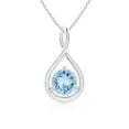thumbnail image 1 of ANGARA Natural Solitaire Round Aquamarine Infinity Twist Pendant in 14K White Gold for Women (Size-6mm) | March Birthstone, Birthday, Anniversary, Jewelry Gift for Women | Natural Aquamarine Necklace, 1 of 9