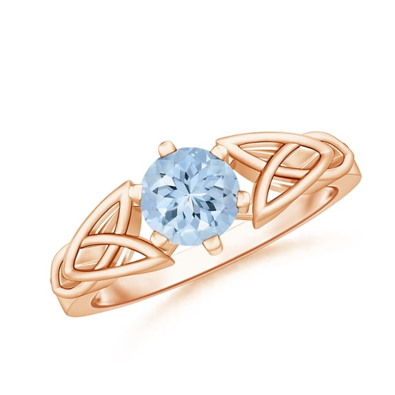 Angara Natural 0.72 Ct. Aquamarine Solitaire Ring in 14K Rose Gold for Women (Ring Size: 3.5)