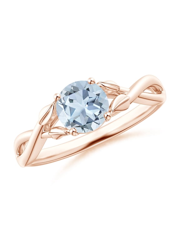 Natural 0.72 Ct. Aquamarine Solitaire Ring in 14K Rose Gold for Women (Ring Size: 6)