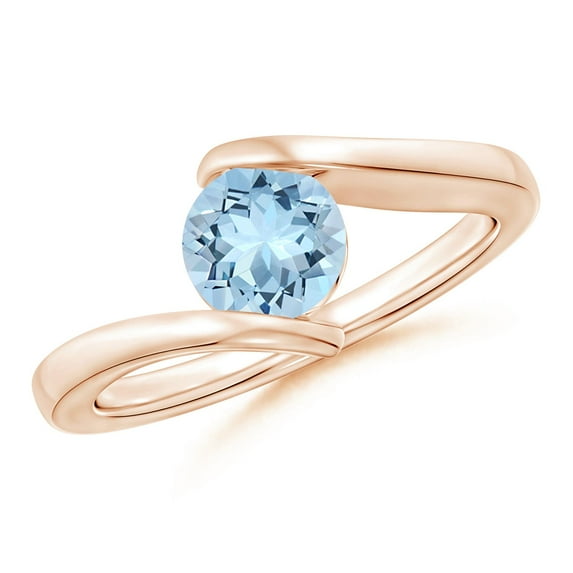 Angara Natural 0.72 Ct. Aquamarine Solitaire Ring in 14K Rose Gold for Women (Ring Size: 6)
