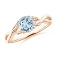 thumbnail image 1 of Angara Natural 0.72 Ct. Aquamarine Solitaire Ring in 14K Rose Gold for Women (Ring Size: 7), 1 of 10