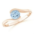 thumbnail image 1 of ANGARA Natural Semi Bezel-Set Solitaire Round Aquamarine Bypass Ring in 14K Rose Gold for Women (Size-6mm) | March Birthstone, Birthday, Anniversary, Jewelry Gift for Women | Natural Aquamarine Ring, 1 of 10