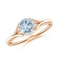 thumbnail image 1 of Angara Natural 0.72 Ct. Aquamarine Solitaire Ring in 14K Rose Gold for Women (Ring Size: 8.5), 1 of 10