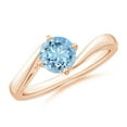 thumbnail image 1 of ANGARA Natural Classic Round Aquamarine Solitaire Bypass Ring in 14K Rose Gold for Women (Size-6mm) | March Birthstone, Birthday, Anniversary, Jewelry Gift for Women | Natural Aquamarine Ring, 1 of 9