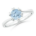 thumbnail image 1 of ANGARA Natural Heart Prong-Set Round Aquamarine Solitaire Engagement Ring in 14K White Gold for Women (Size-6mm) | March Birthstone, Anniversary, Jewelry Gift for Women | Natural Aquamarine Ring, 1 of 7