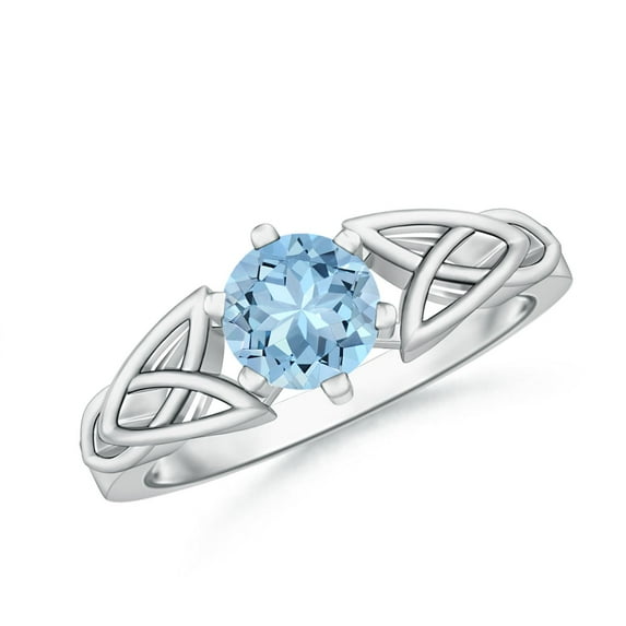 Angara Natural 0.72 Ct. Aquamarine Solitaire Ring in 14K White Gold for Women (Ring Size: 10.5)