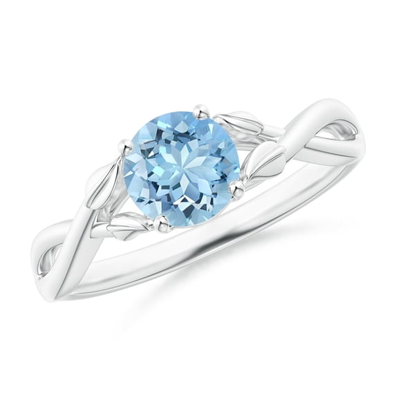 Angara Natural 0.72 Ct. Aquamarine Solitaire Ring in 14K White Gold for Women (Ring Size: 11)