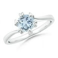 thumbnail image 1 of ANGARA Natural Heart Prong-Set Round Aquamarine Solitaire Engagement Ring in 14K White Gold for Women (Size-6mm) | March Birthstone, Anniversary, Jewelry Gift for Women | Natural Aquamarine Ring, 1 of 7