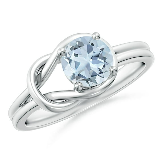 ANGARA Natural Solitaire Aquamarine Infinity Knot Engagement Ring in 14K White Gold for Women (Size-6mm) | March Birthstone, Birthday, Anniversary, Jewelry Gift for Women | Natural Aquamarine Ring