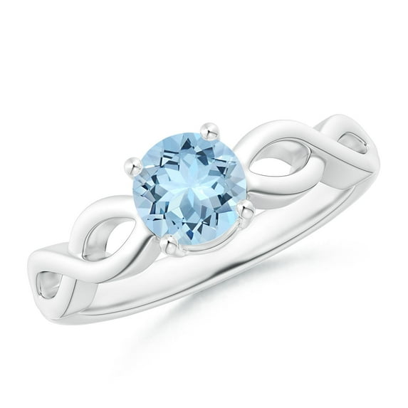 ANGARA Natural Solitaire Aquamarine Infinity Shank Ring in 14K White Gold for Women (Size-6mm) | March Birthstone, Birthday, Anniversary, Jewelry Gift for Women | Natural Aquamarine Ring