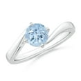 thumbnail image 1 of ANGARA Natural Classic Round Aquamarine Solitaire Bypass Ring in 14K White Gold for Women (Size-6mm) | March Birthstone, Birthday, Anniversary, Jewelry Gift for Women | Natural Aquamarine Ring, 1 of 7