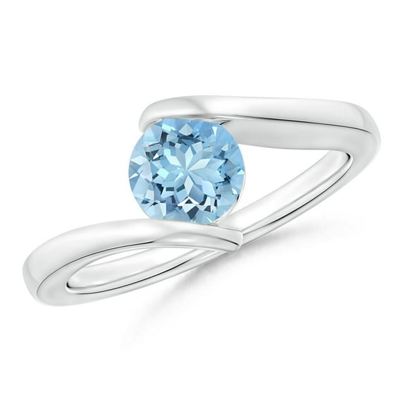 Angara Natural 0.72 Ct. Aquamarine Solitaire Ring in 14K White Gold for Women (Ring Size: 8.5)